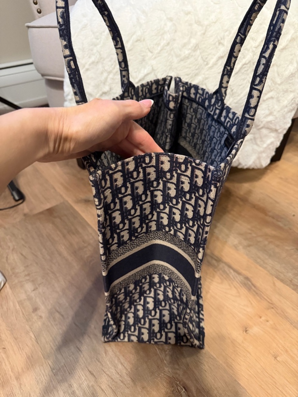 Dior Navy and Cream Large Book Tote - Picture 6 of 10